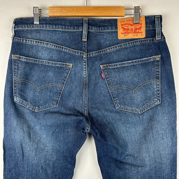 Levi's 527 Slim Boot Cut Blue Denim Jeans Medium Wash Men's Size 34x30 - Picture 1 of 7